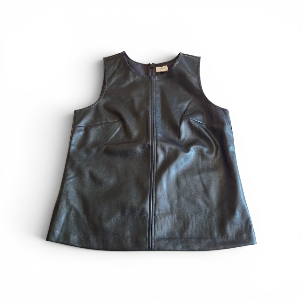 Black Leather J.Crew Sleeveless Zip Front Vest XS Top